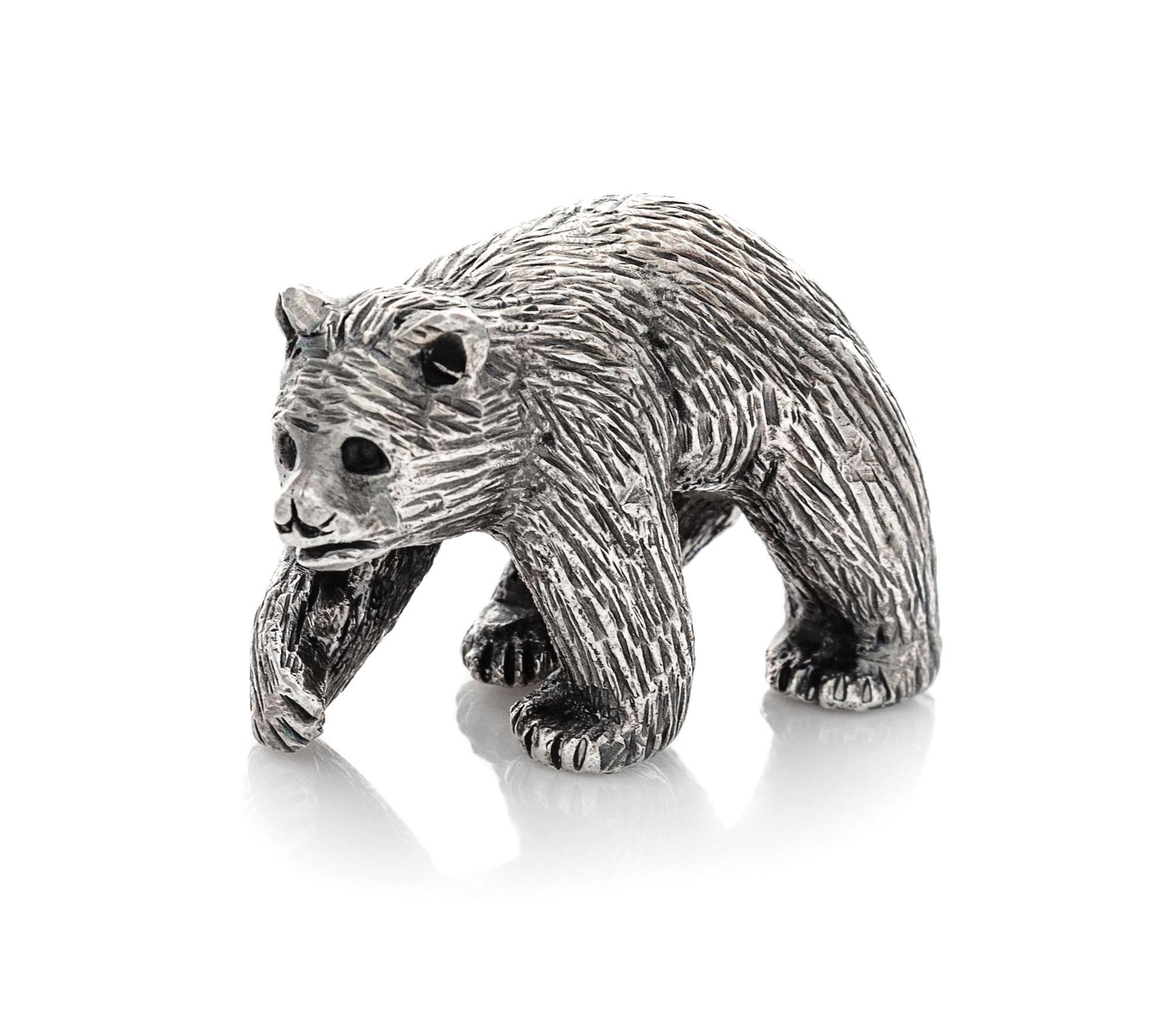 A Silver Zoomorphic Table Ornament, , in the form of a bear.