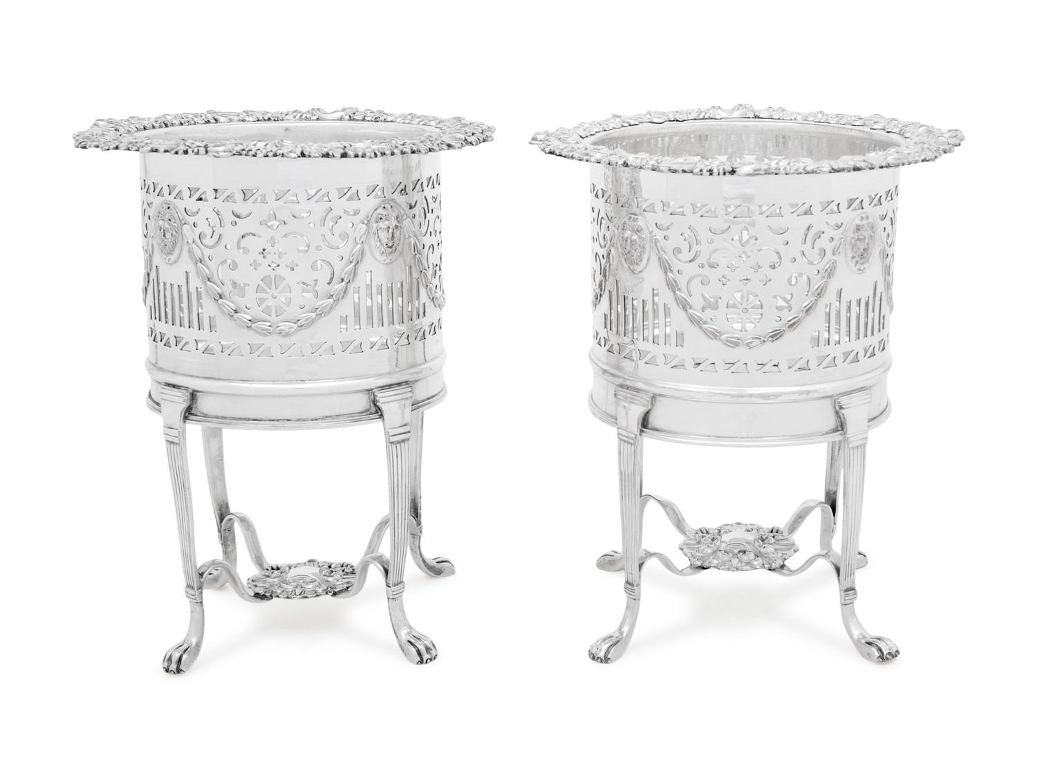 A Pair of English Silver-Plate Wine Coolers