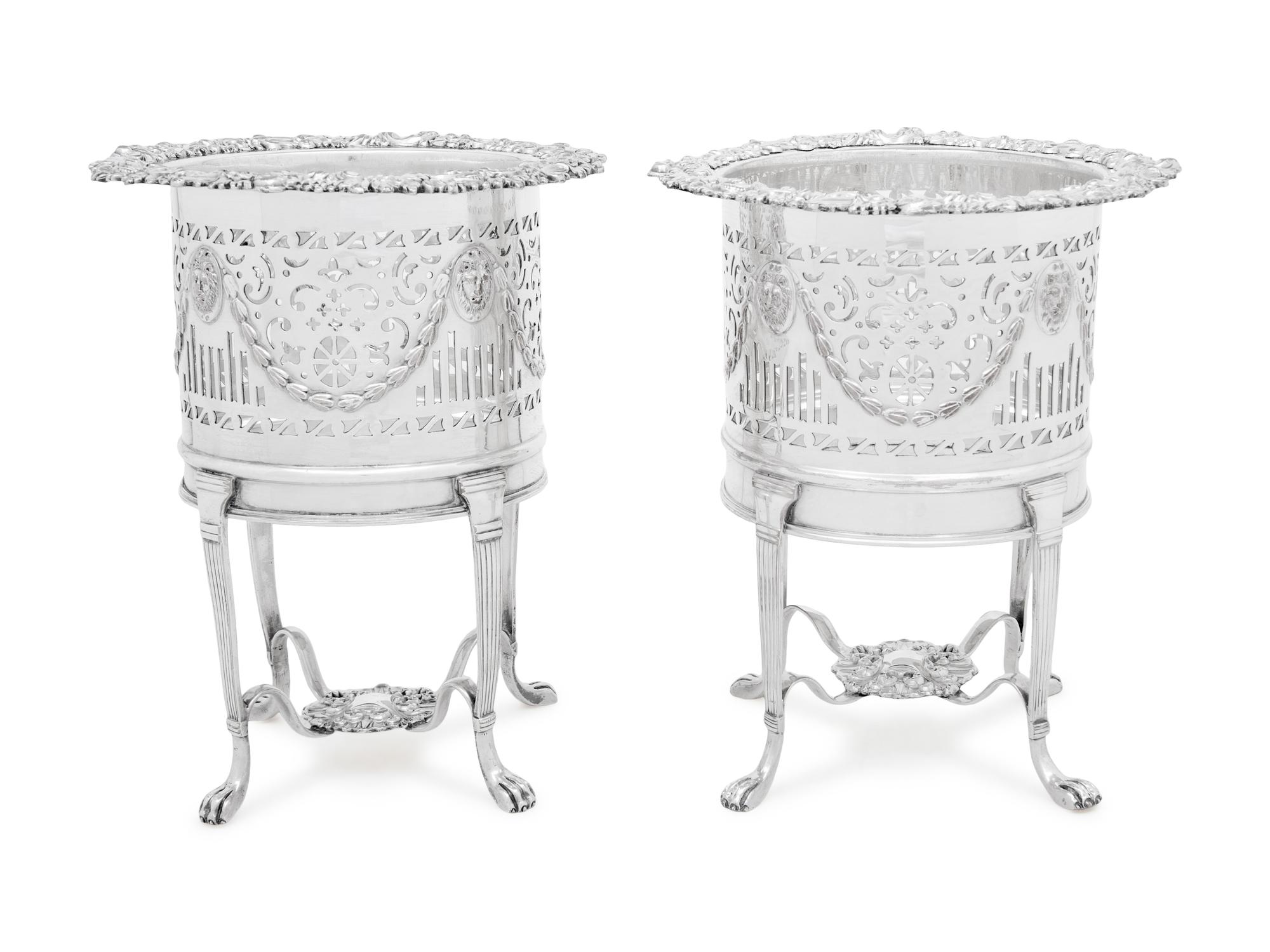 A Pair of English Silver-Plate Wine Coolers