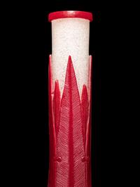 A Chinese Red Overlay Snowflake Ground Peking Glass Bottle Vase