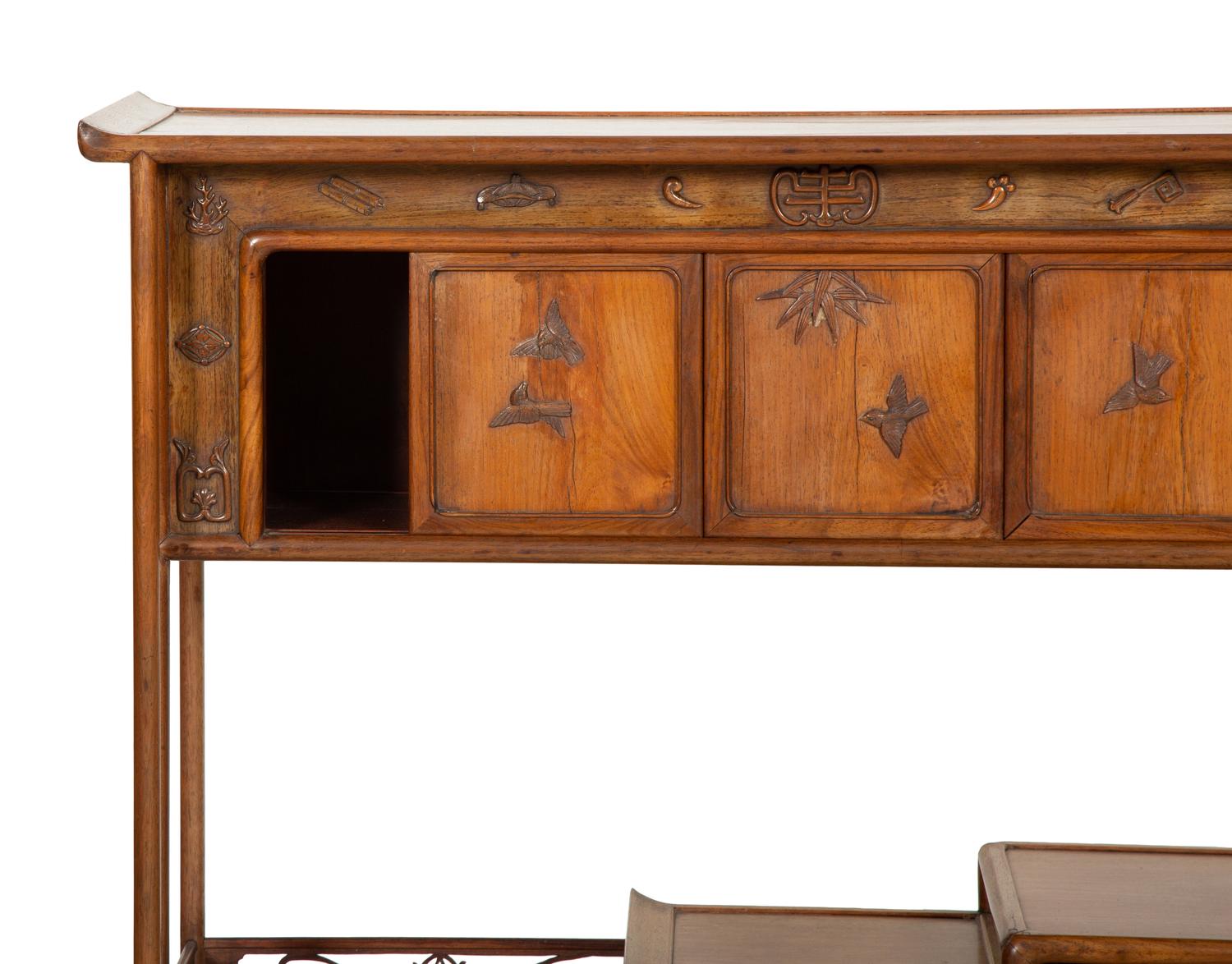 A Chinese Carved Hardwood Display Cabinet