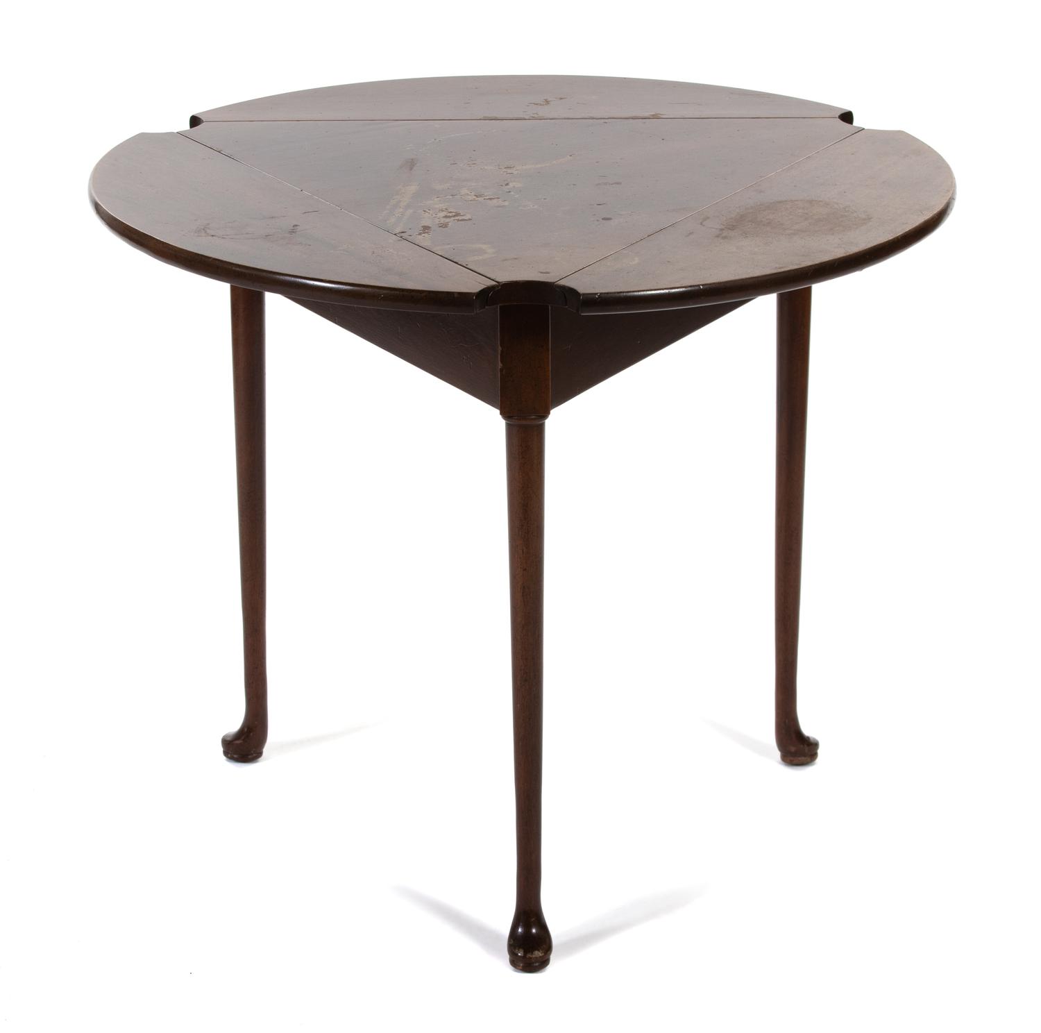 A George II Style Mahogany Triangular Drop-Leaf Small Table