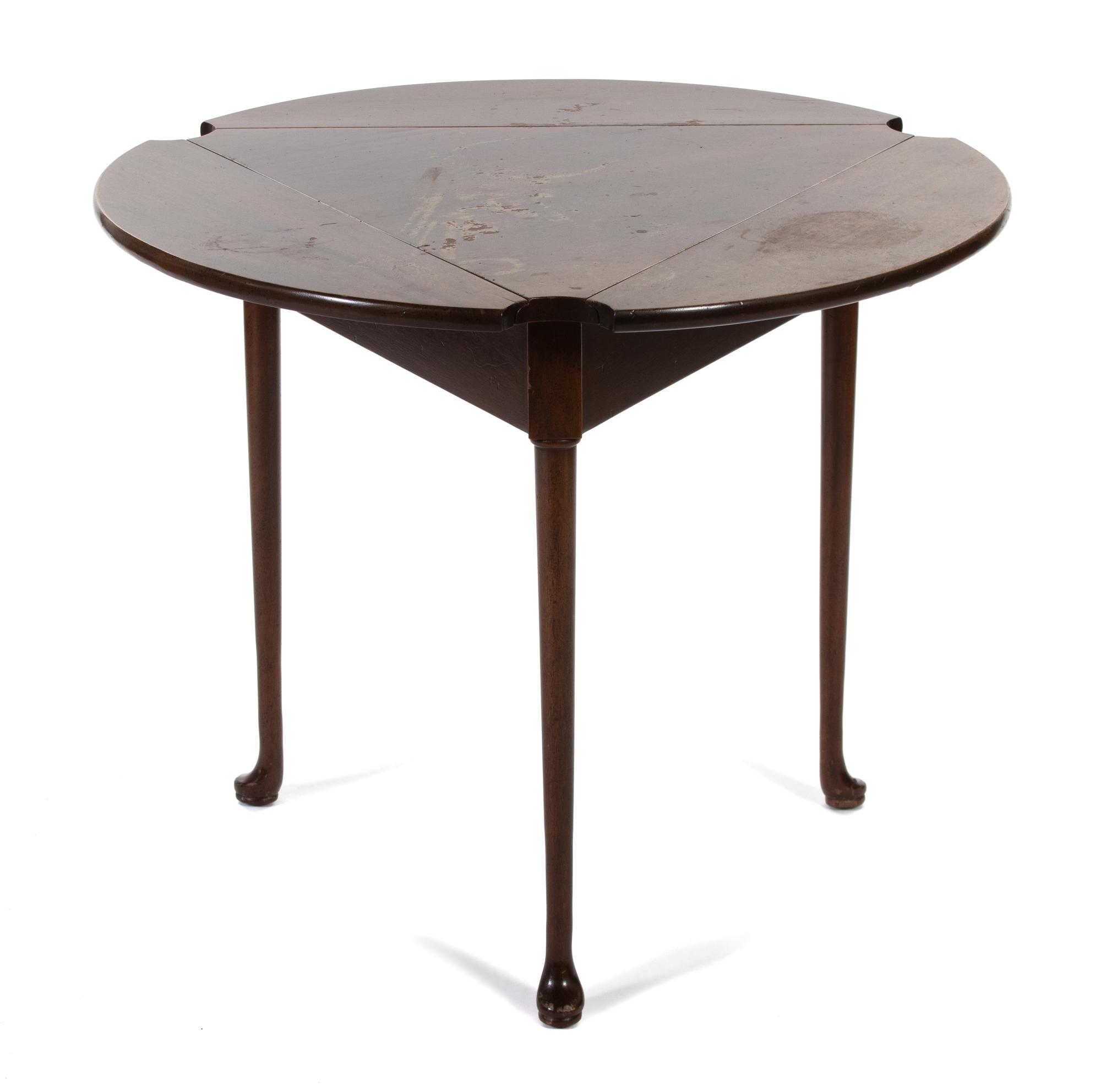 A George II Style Mahogany Triangular Drop-Leaf Small Table