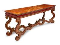 An Italian Red-Painted and Parcel-Gilt Rouge Marble Top Console Table