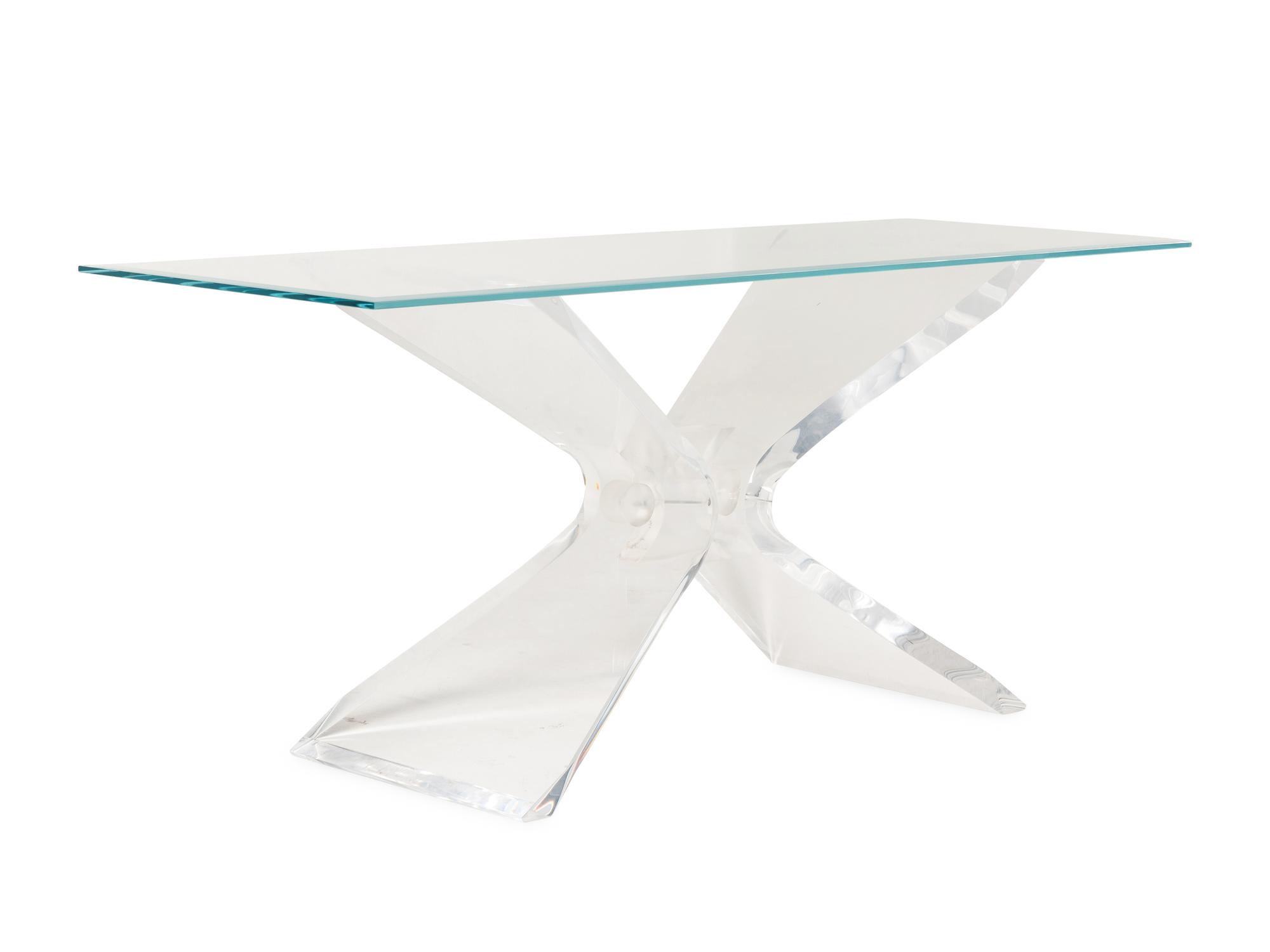An Acrylic and Glass-Top Console Table
