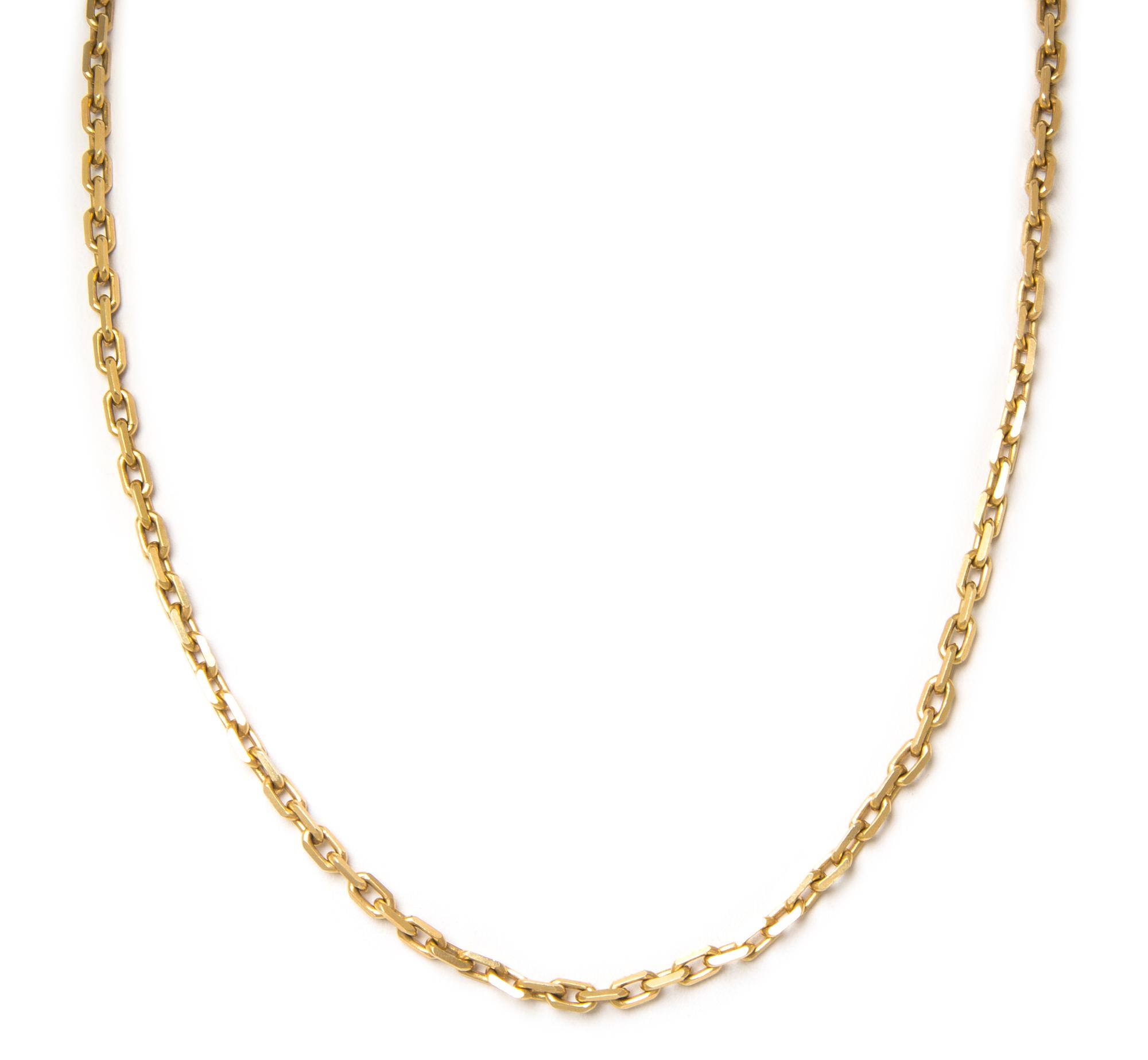 A 14 Karat Yellow Gold Diamond Cut Belcher Chain Necklace. 11.60 dwts.