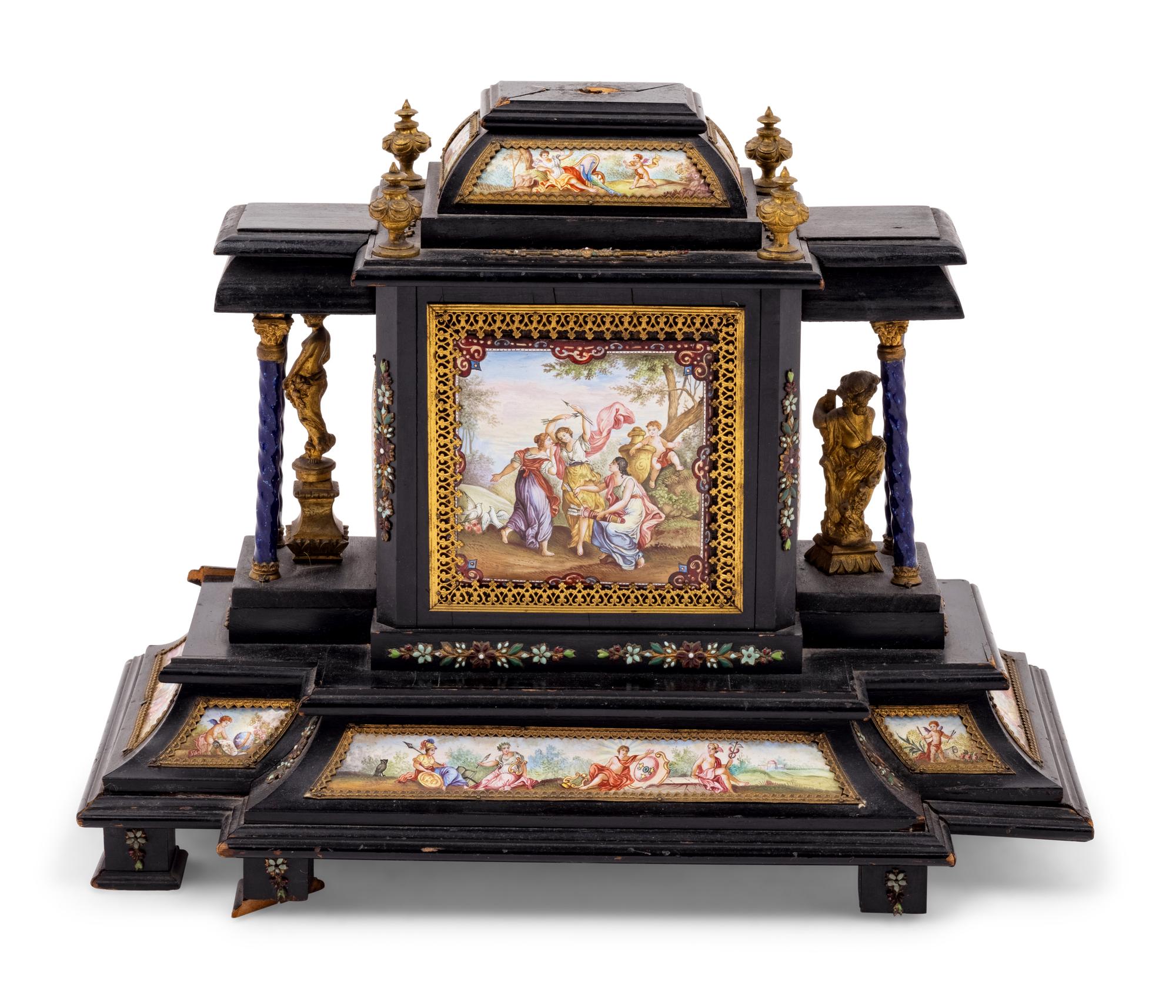An Austrian Enameled Table Cabinet