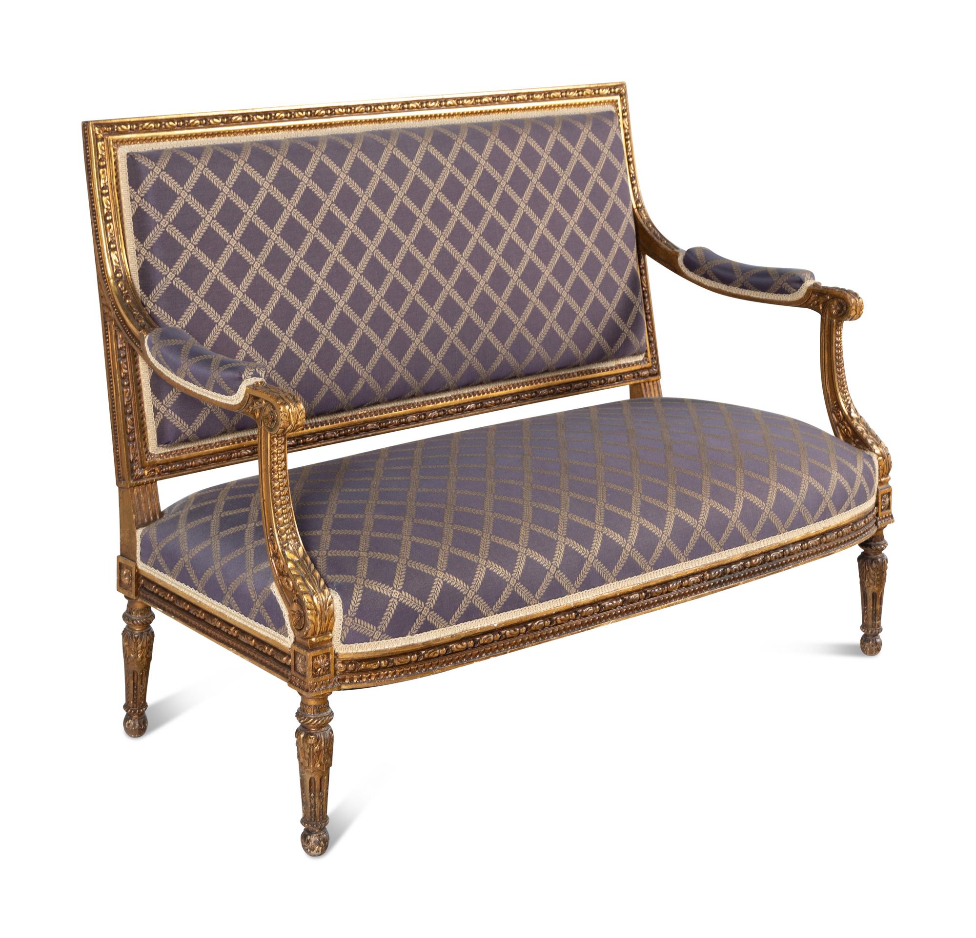 A Louis XVI Style Giltwood Sofa