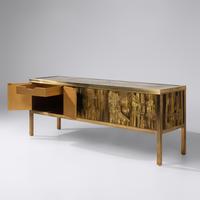 Acid-Etched Brass Sideboard, c. 1970 Mastercraft, USA