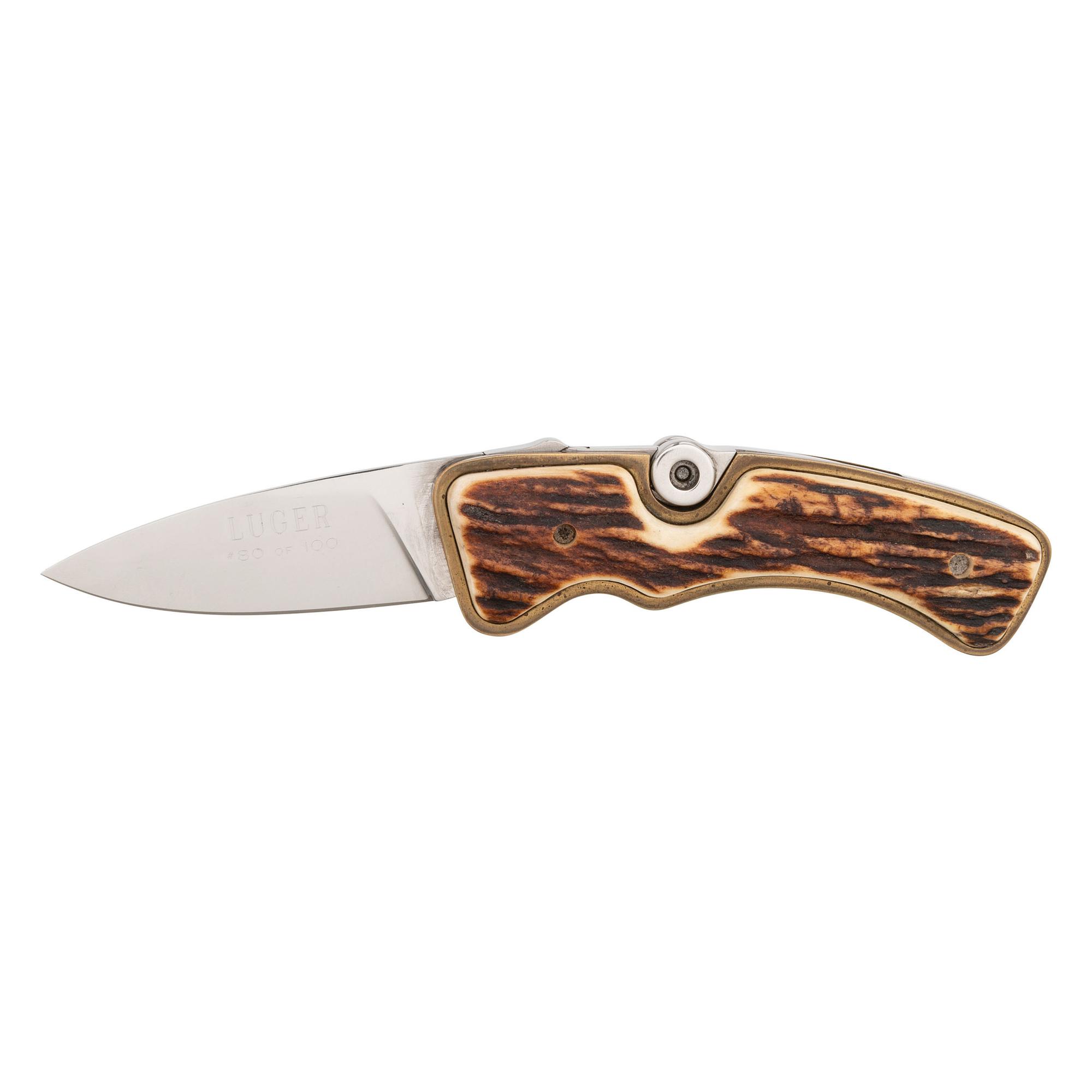 Rare Track Luger Knife with Staghorn Grip Scales