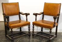 A Set of Four Jacobean Revival Open Armchairs Height overall 40 1/2 inches. — EARLY 20TH CENTURY