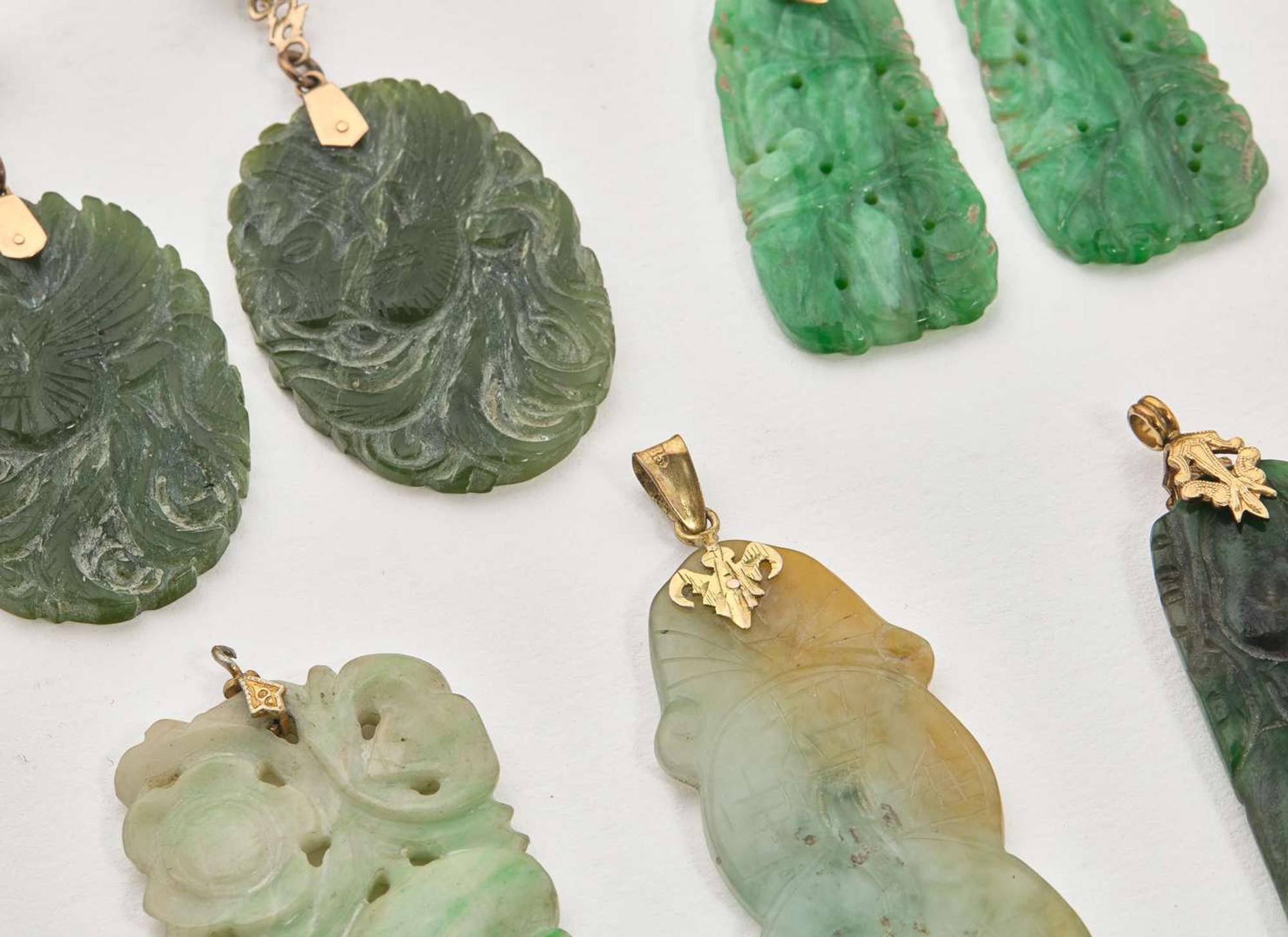 A Collection of Gold and Jade Jewelry