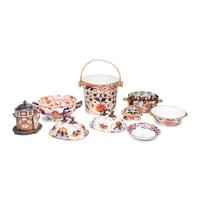 A Collection of English Imari Palette Porcelain and Stoneware Articles