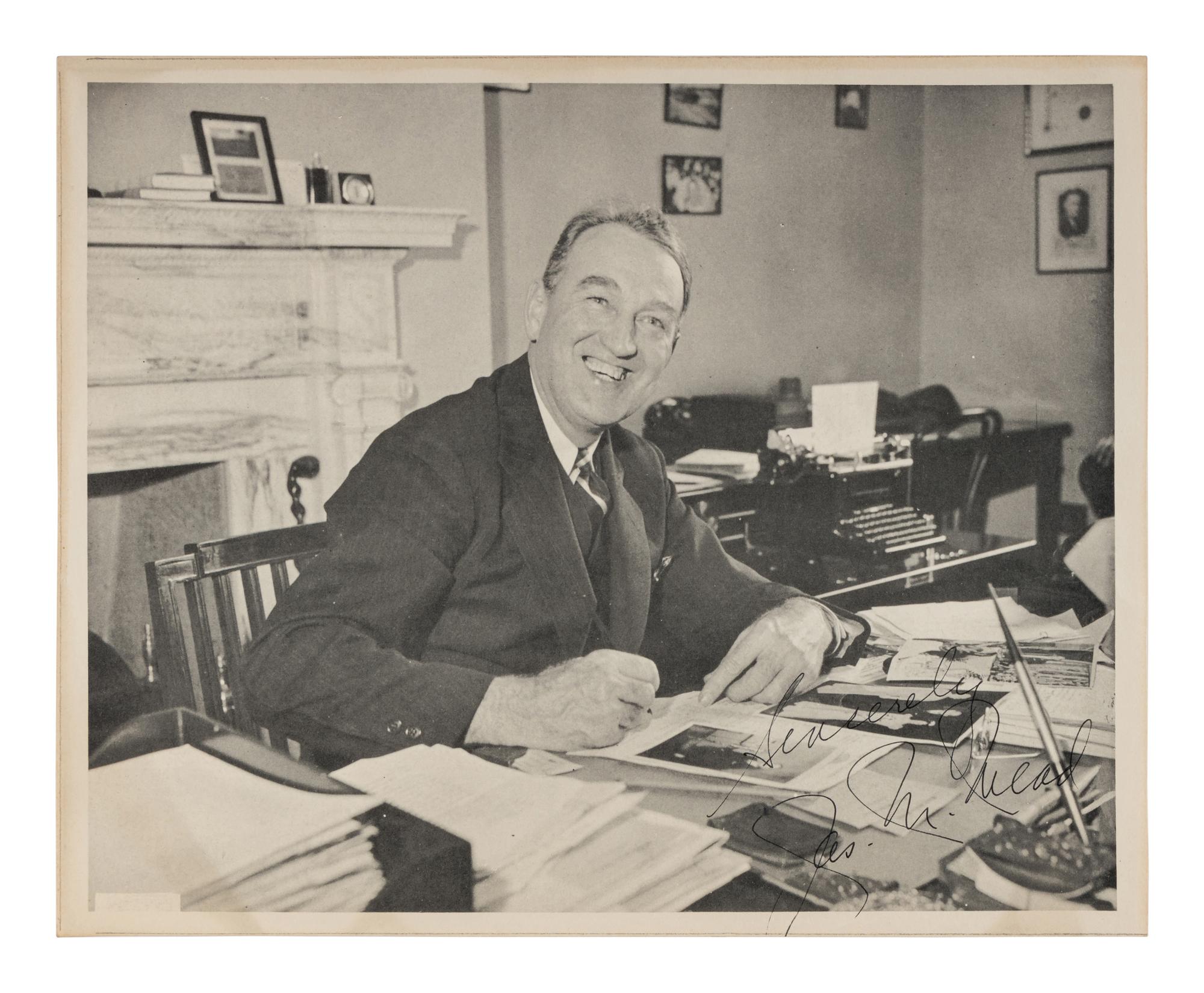 [TRUMAN, Harry S. (1884-1972)] – Lt. Col. James V. Hunt. Album containing approximately 60 signed photos of people related to President Truman's Cabinet and contemporary U.S. Senators and Congressmen, ca. 1944-1947.