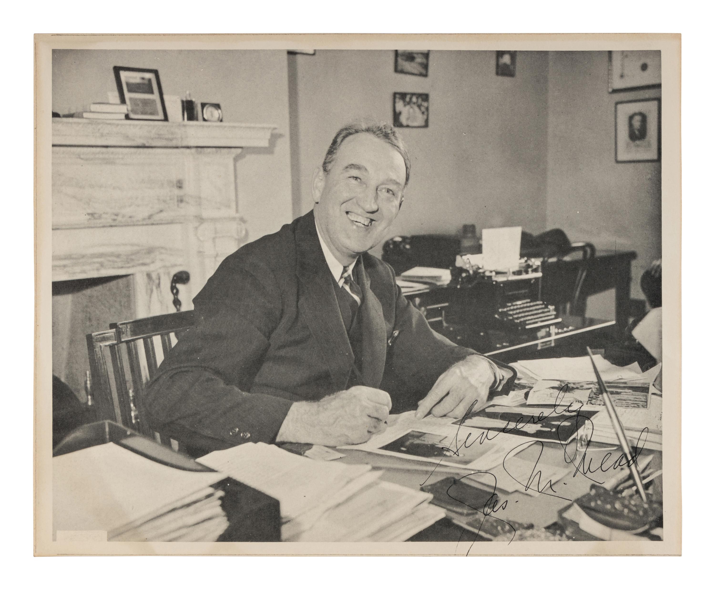 [TRUMAN, Harry S. (1884-1972)] – Lt. Col. James V. Hunt. Album containing approximately 60 signed photos of people related to President Truman's Cabinet and contemporary U.S. Senators and Congressmen, ca. 1944-1947.