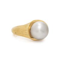 POTTER AND MELLEN, YELLOW GOLD AND CULTURED GREY PEARL RING
