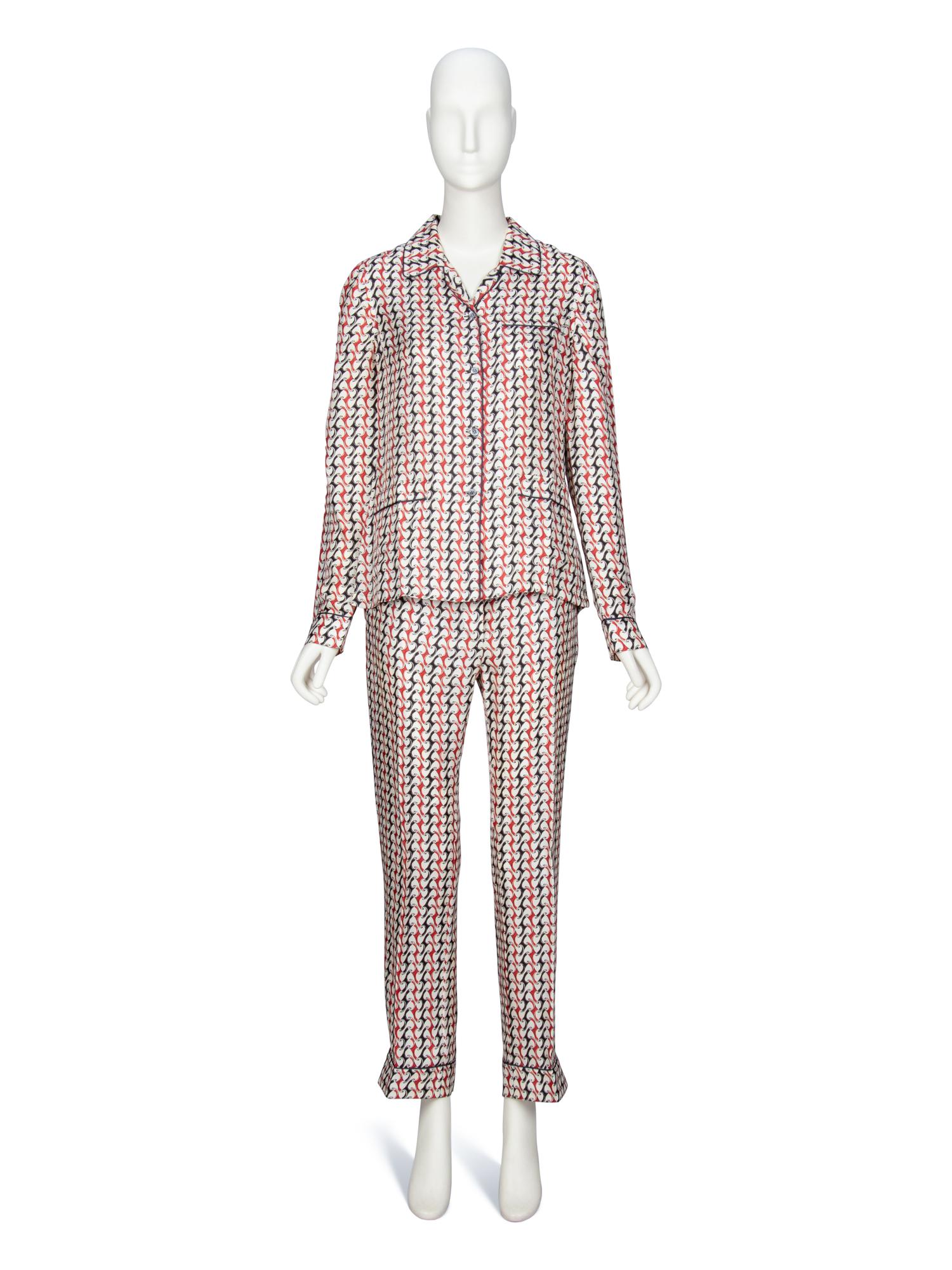 PRADA, PRINTED SILK TWILL PAJAMA ENSEMBLE