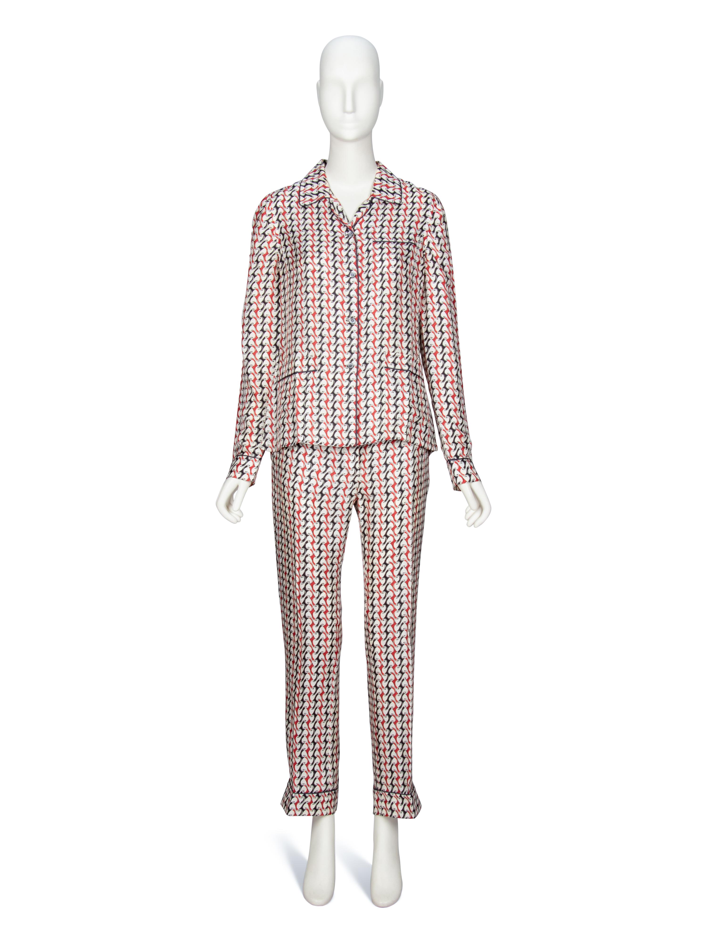 PRADA, PRINTED SILK TWILL PAJAMA ENSEMBLE