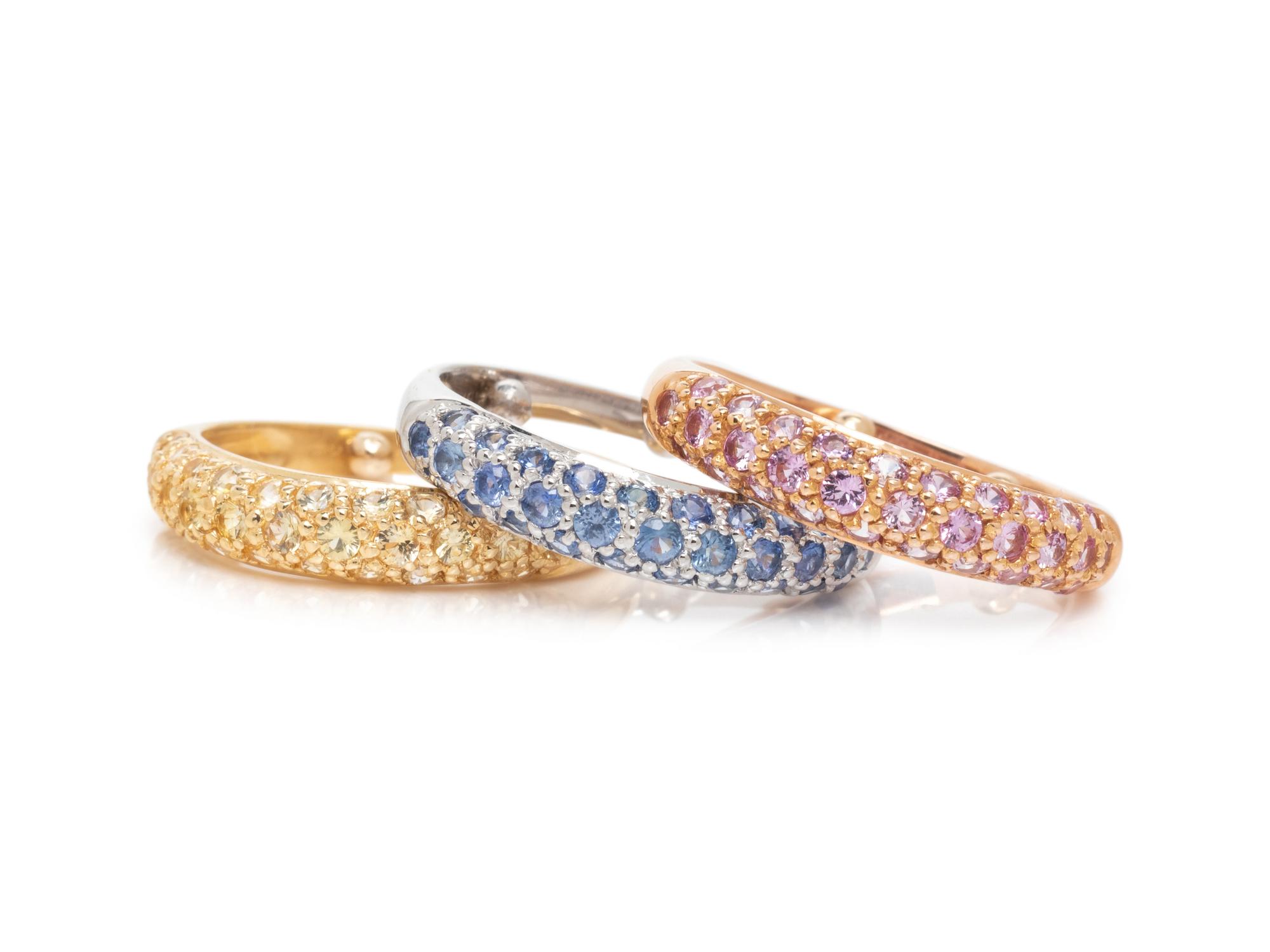 COLLECTION OF MULTICOLOR SYNTHETIC SAPPHIRE RINGS