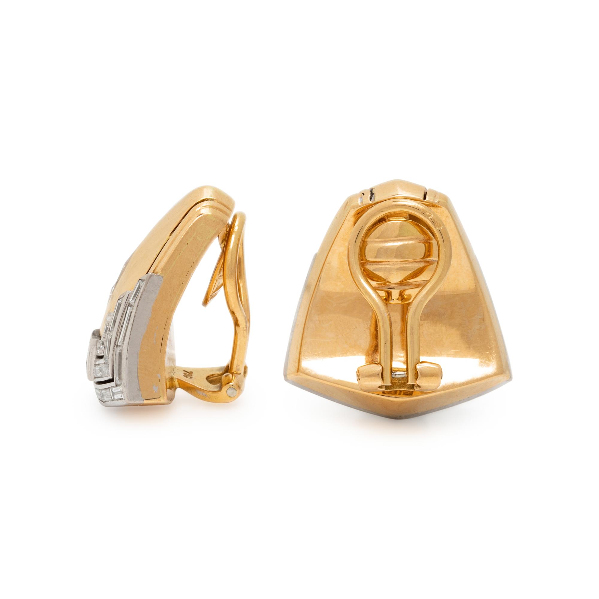 PAUL BINDER, YELLOW GOLD AND DIAMOND EARRINGS