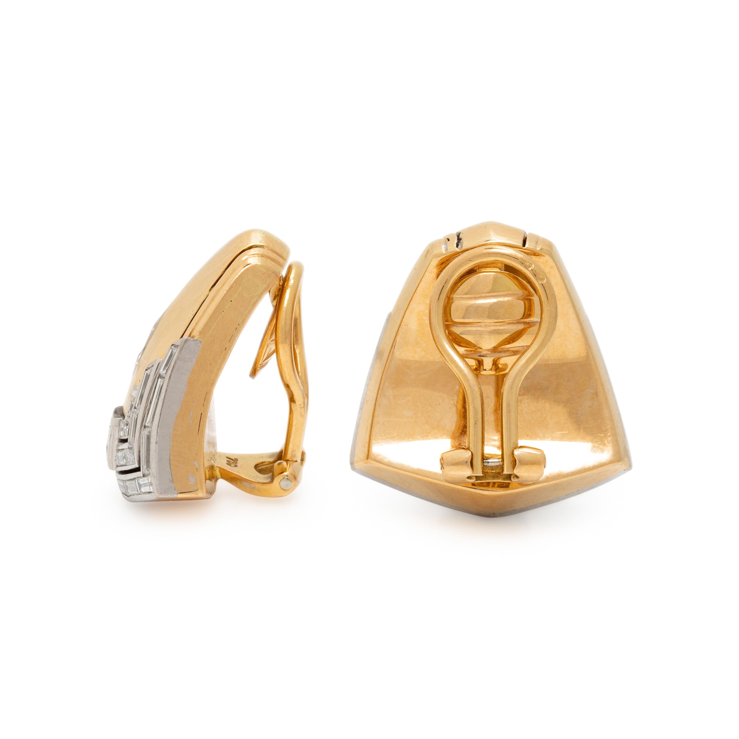 PAUL BINDER, YELLOW GOLD AND DIAMOND EARRINGS