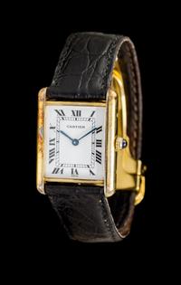 A Gold Plated Silver Ref. 590005 Tank Wristwatch, Cartier,