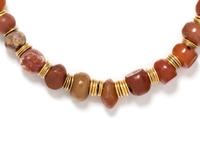 JEAN MAHIE, YELLOW GOLD AND ANCIENT CARNELIAN BEAD NECKLACE
