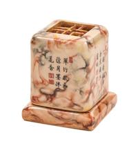 A Faux Bois Porcelain Seal Box Height 2 7/8 inches.