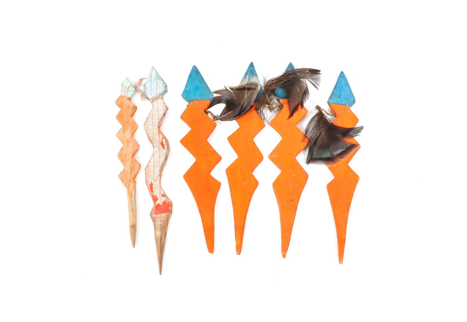 A Group of Hopi Lightning Sticks Length of longest 6 1/2 inches.