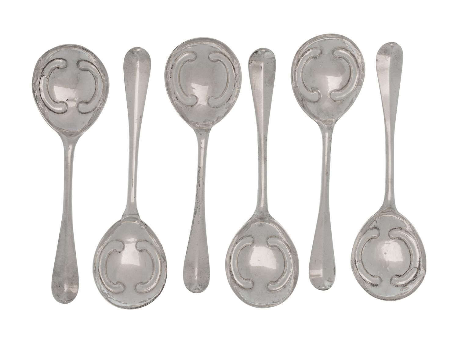Six Scottish George III Silver Serving Spoons