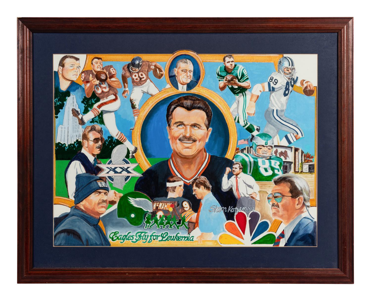 A Group of Theee Mike Ditka Artworks Formerly Displayed at Mike Ditka’s Restaurant