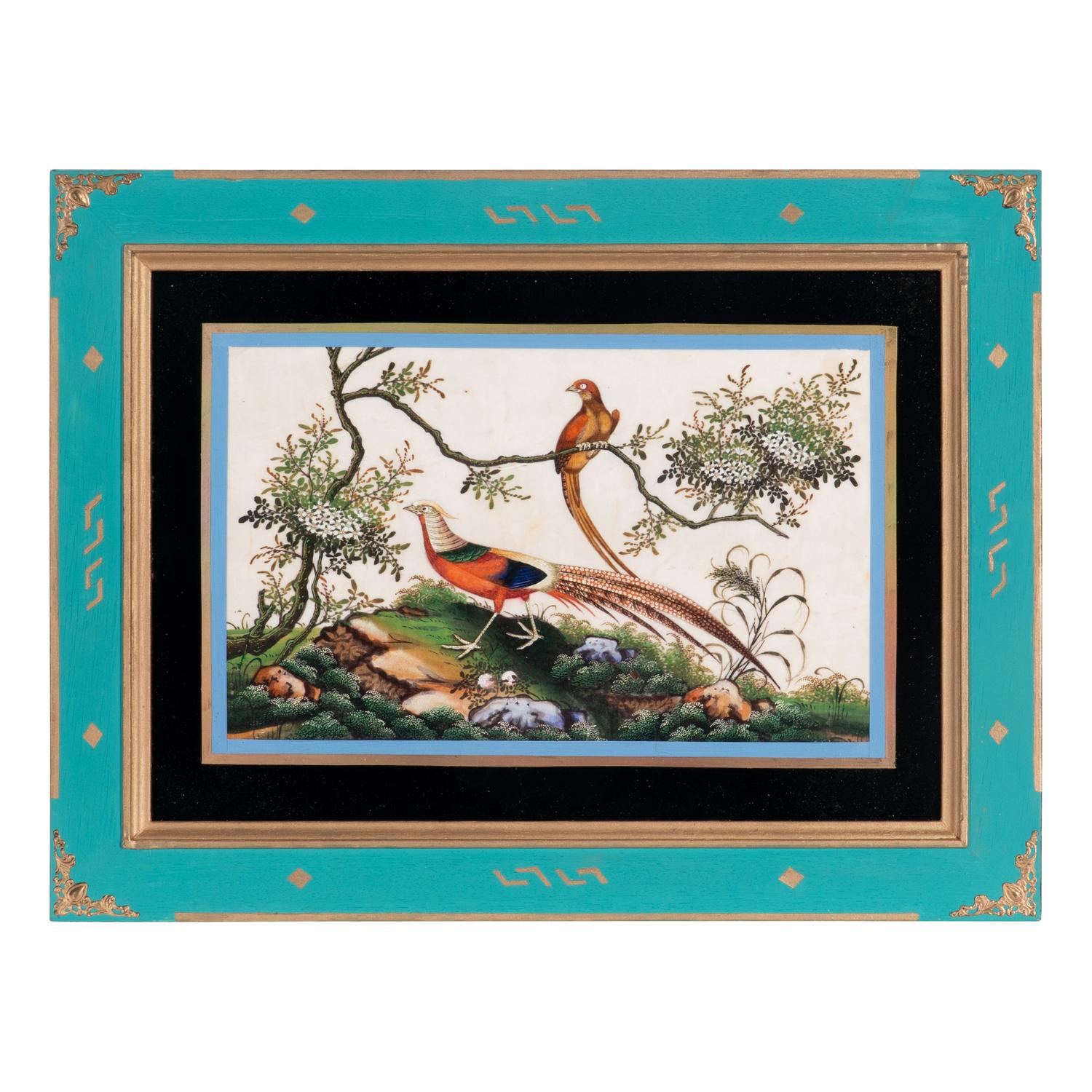 A Set of Twelve Chinese Export Watercolor and Pith Paintings of Exotic Birds