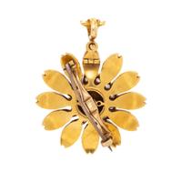 VICTORIAN, SEED PEARL, DIAMOND, AND YELLOW GOLD FLOWER BROOCH