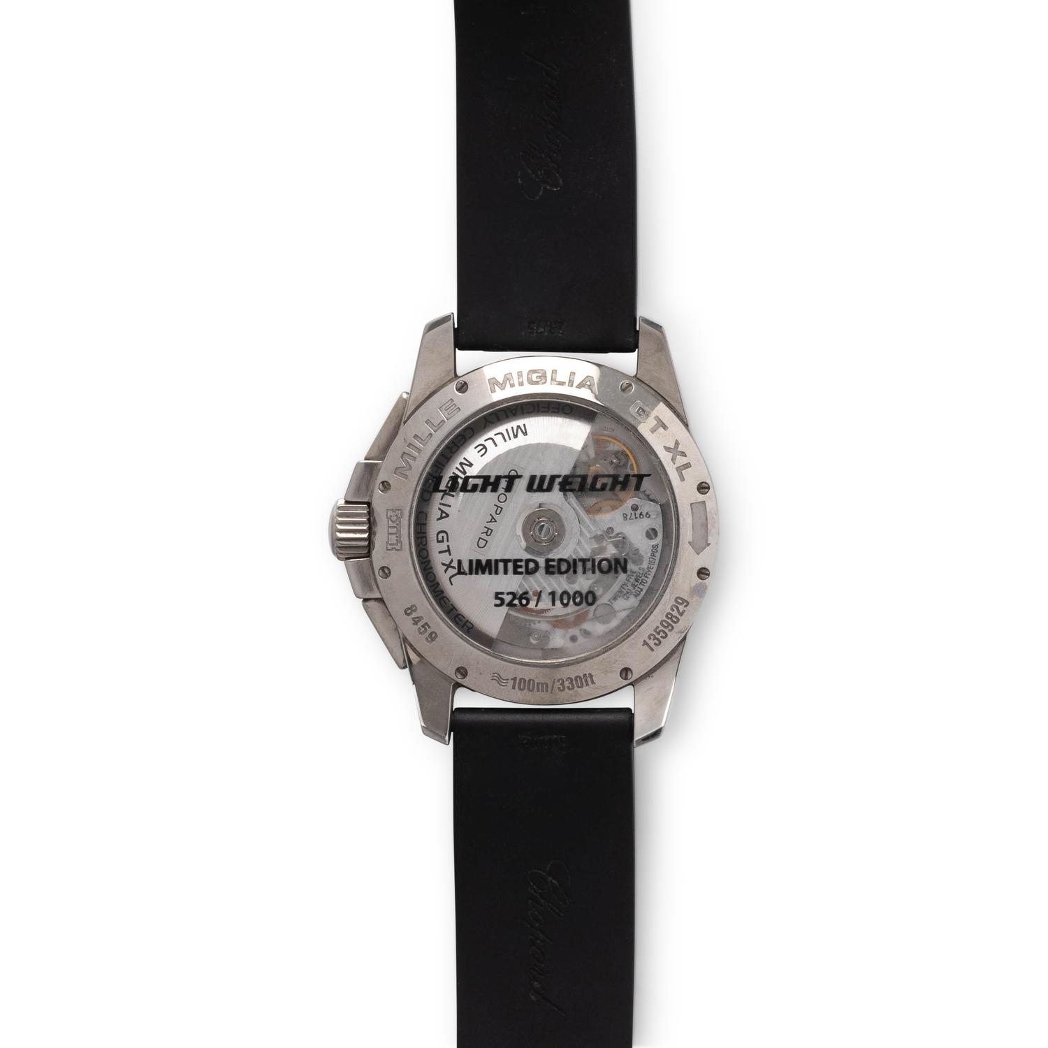 CHOPARD, REF. 8459 STAINLESS STEEL LIMITED EDITION 'MILLE MIGLIA GRAN TURISMO XL LIGHT WEIGHT' CHRONOGRAPH WRISTWATCH