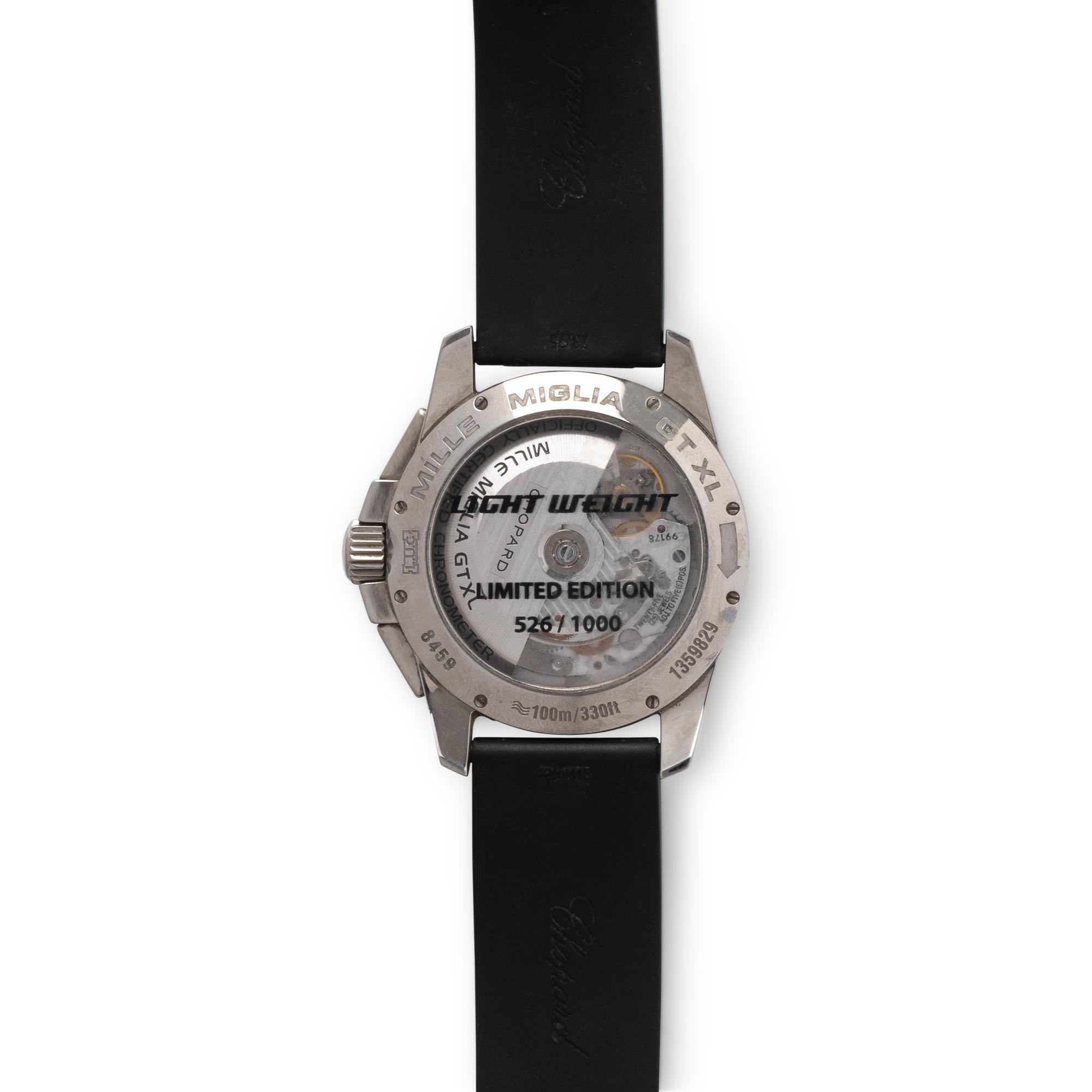 CHOPARD, REF. 8459 STAINLESS STEEL LIMITED EDITION 'MILLE MIGLIA GRAN TURISMO XL LIGHT WEIGHT' CHRONOGRAPH WRISTWATCH