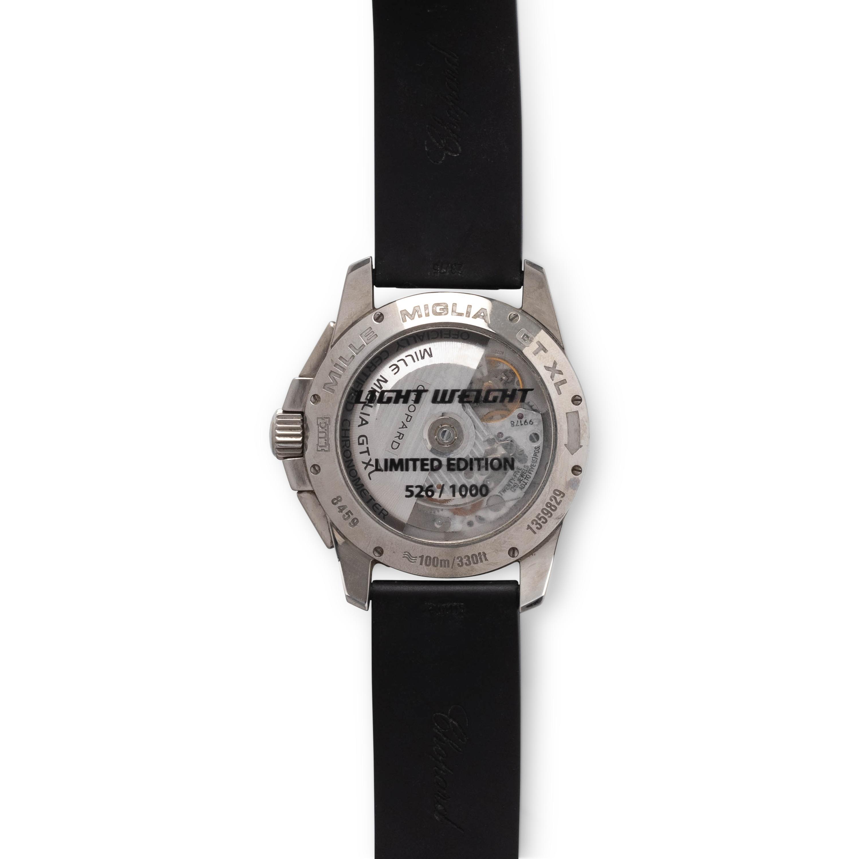 CHOPARD, REF. 8459 STAINLESS STEEL LIMITED EDITION 'MILLE MIGLIA GRAN TURISMO XL LIGHT WEIGHT' CHRONOGRAPH WRISTWATCH
