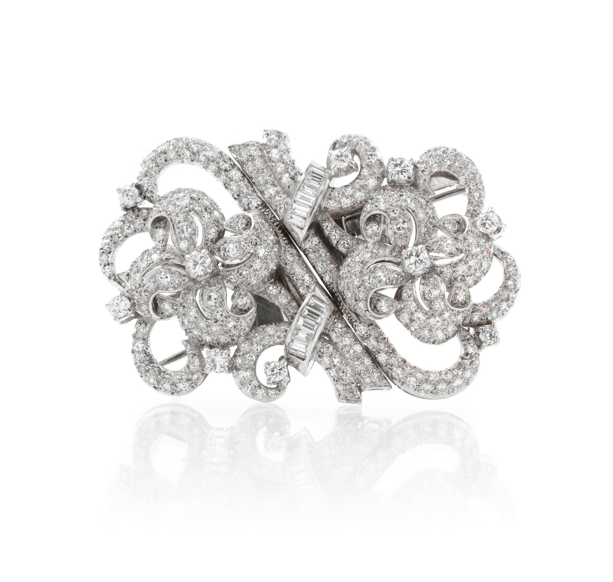 A Pair of Platinum and Diamond Dressclips, 23.90 dwts.
