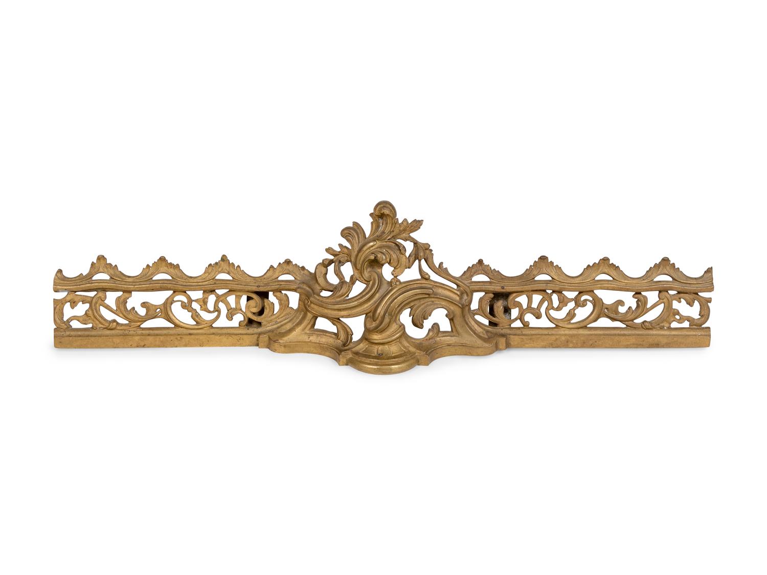 A Pair of Louis XV Style Bronze Andirons with a Fireguard