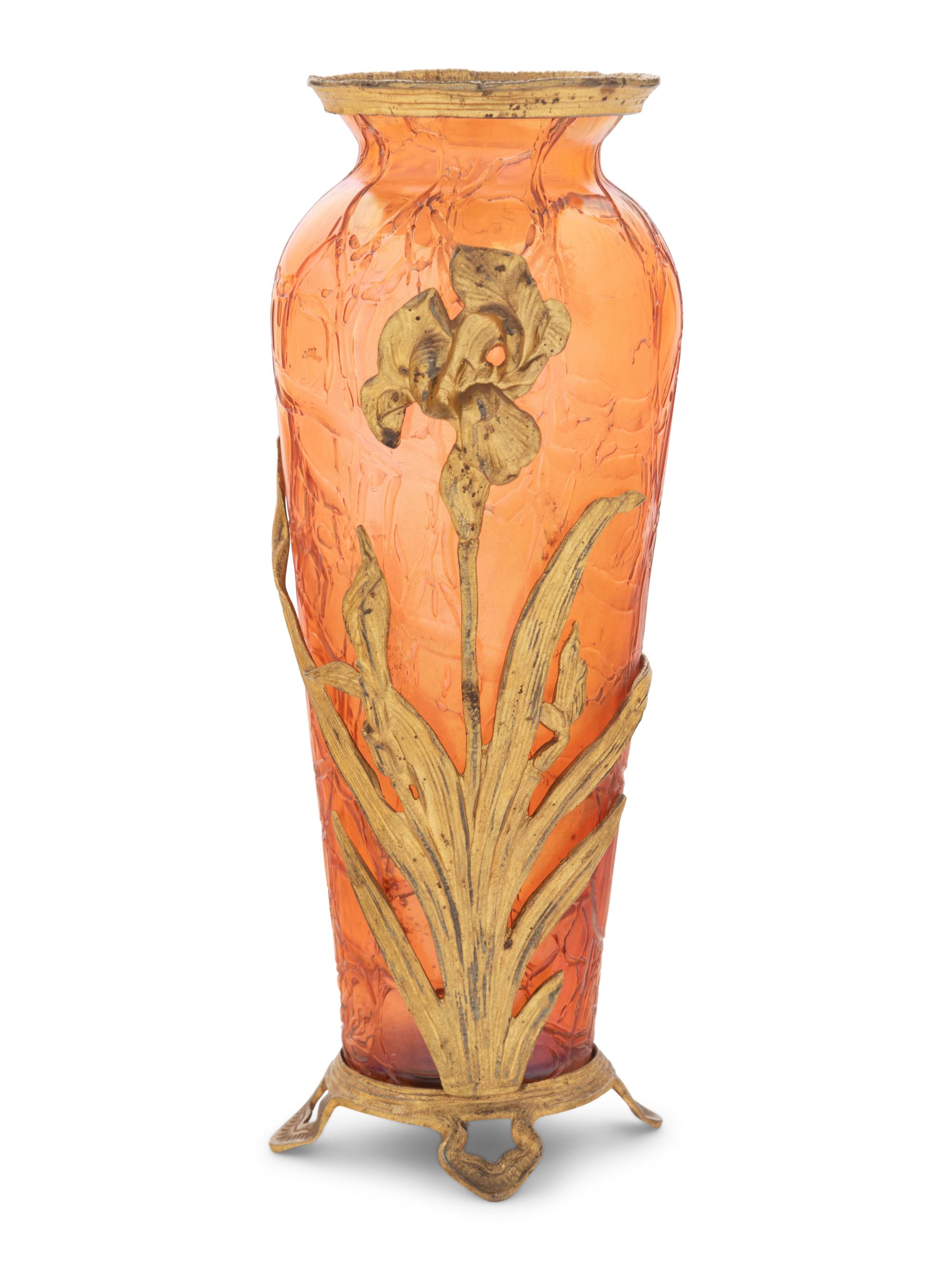 A French Gilt Metal Mounted Glass Vase