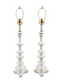 A Pair of White Ceramic Table Lamps