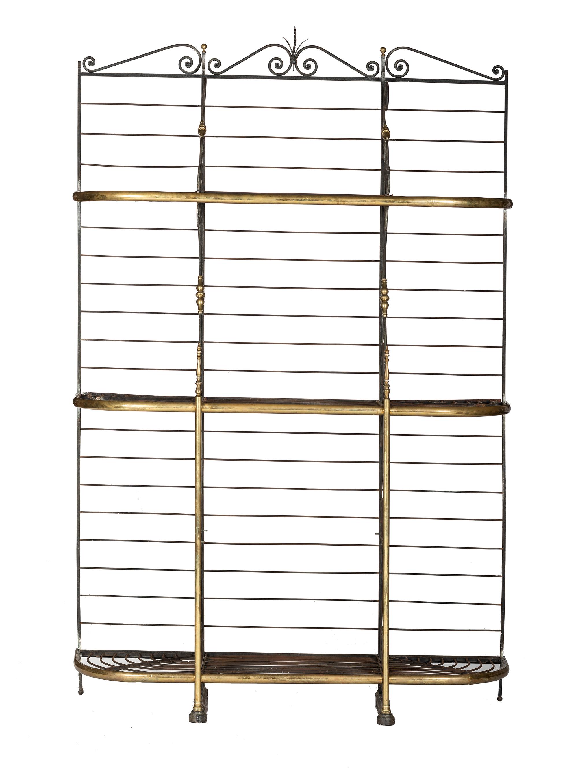 A Damerval Freres Cast Iron and Brass Baker's Rack