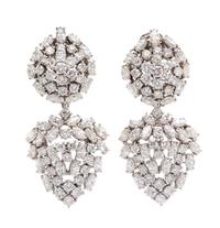 A Pair of 18 Karat White Gold and Diamond Convertible Earclips, Giovane, 21.90 dwts.