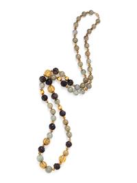 GEMSTONE AND YELLOW GOLD BEAD NECKLACE