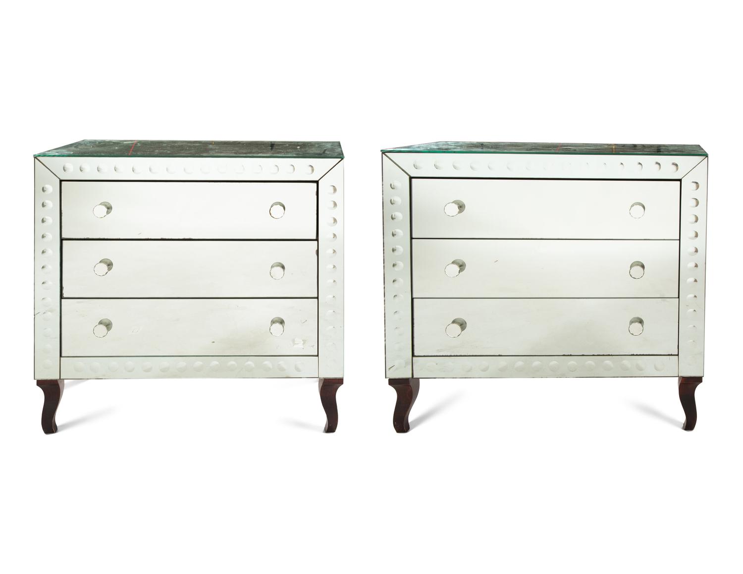 A Pair of Contemporary Mirrored Commodes