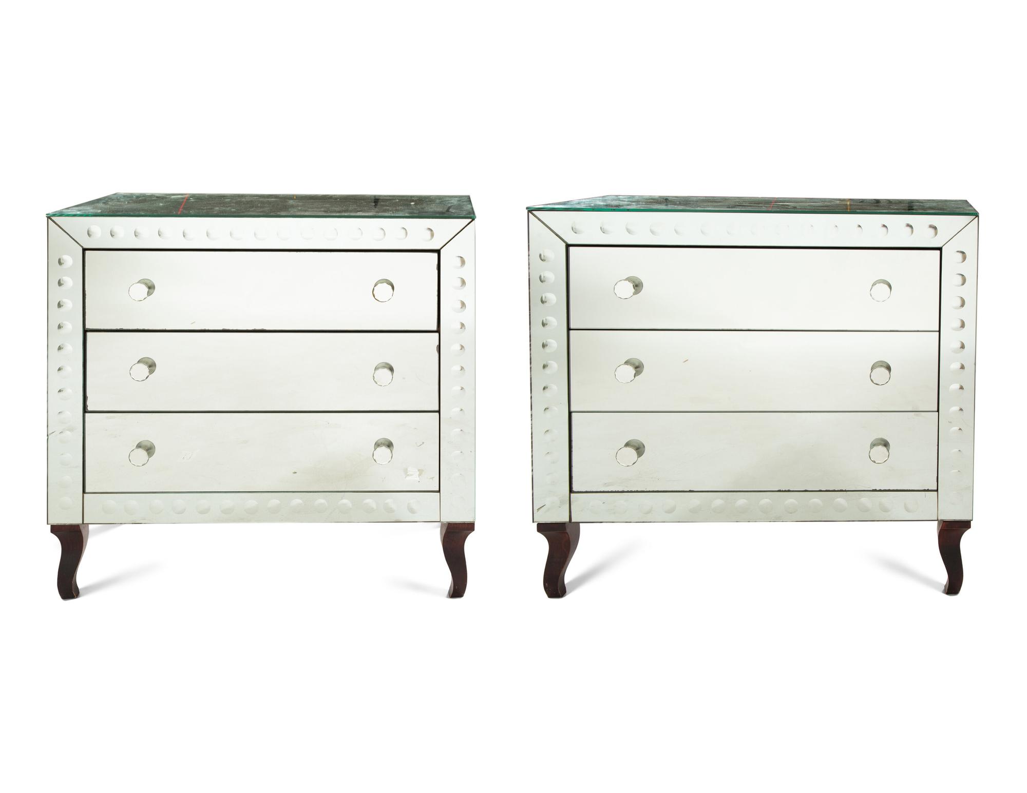 A Pair of Contemporary Mirrored Commodes