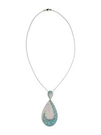 GREENISH BLUE TOURMALINE AND DIAMOND PENDANT