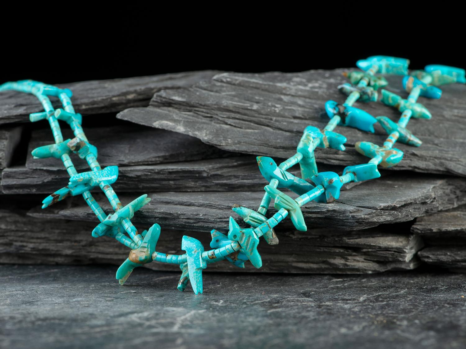 Zuni Double-strand Turquoise Fetish Necklace