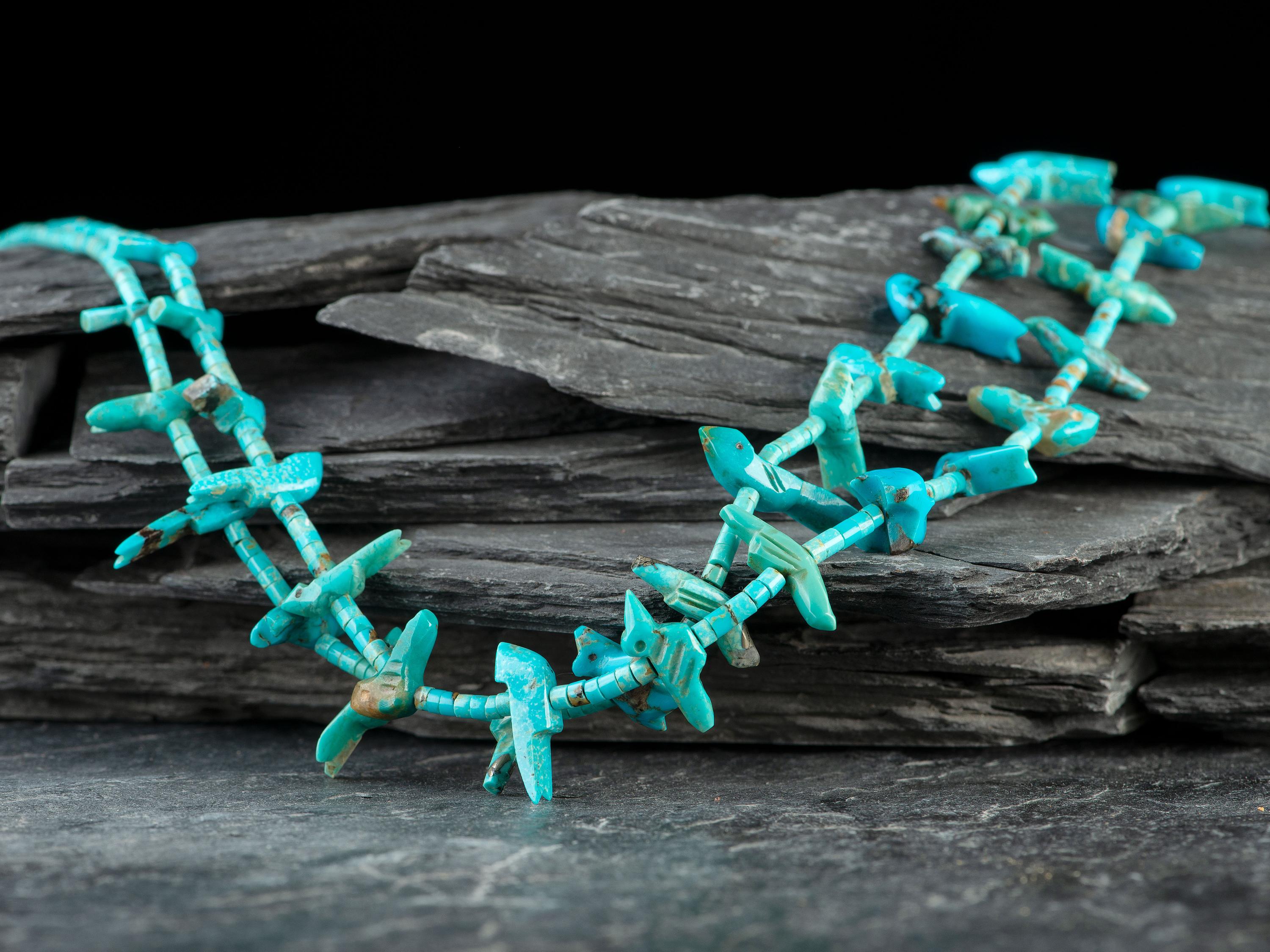 Zuni Double-strand Turquoise Fetish Necklace