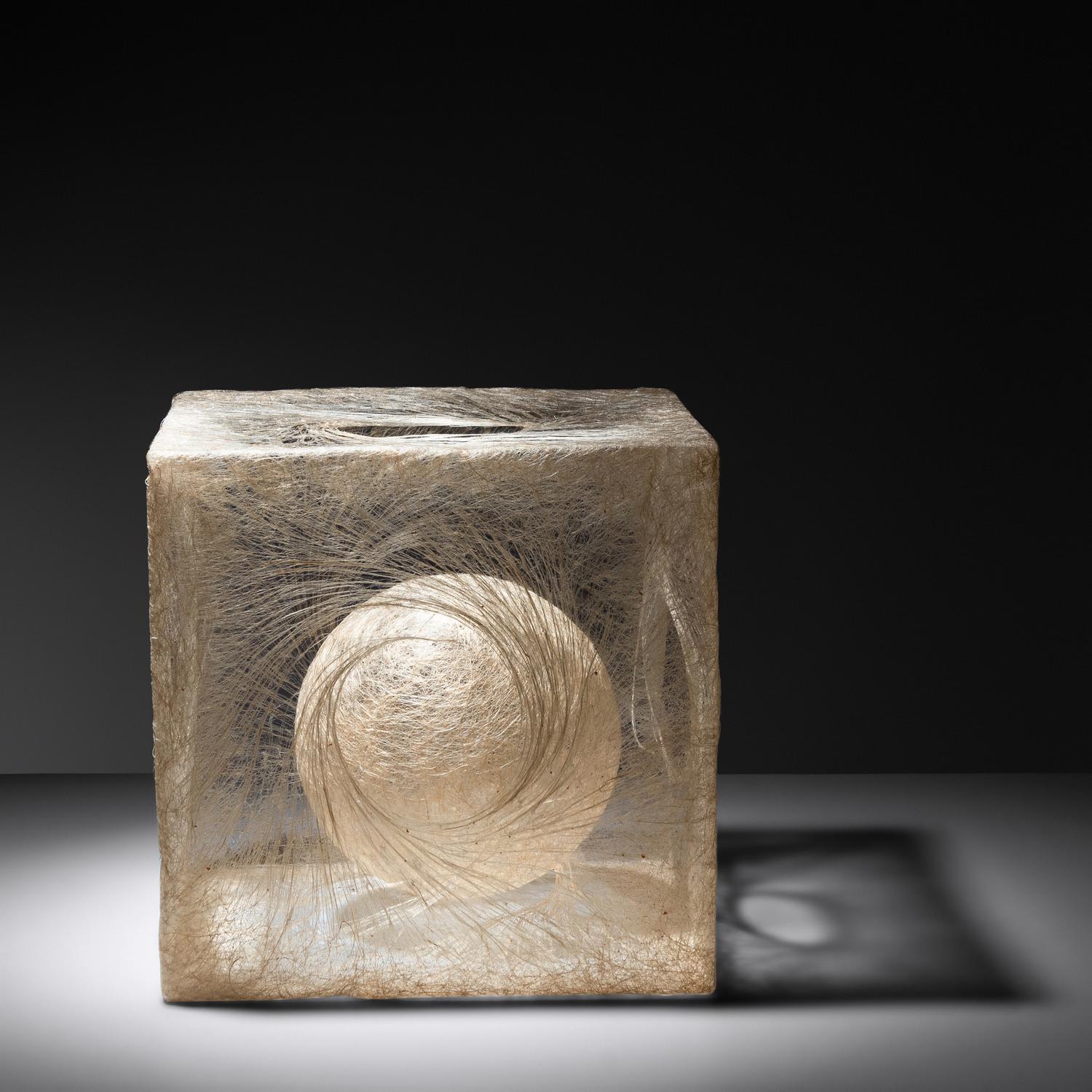 Untitled Cube with Floating Orb Sculpture