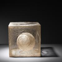 Untitled Cube with Floating Orb Sculpture